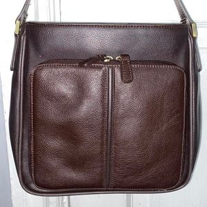 Vintage genuine leather brown shoulder bag